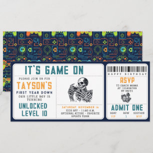 It’s Game On Skull – Video Game Birthday Party Invitation