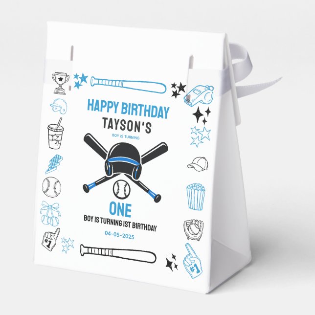 It’s Game Time Baseball 1st Birthday – Fun Kids  Favor Box (Back Side)