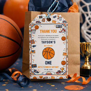 It’s Game Time Basketball 1st Birthday Rookie Year Gift Tags