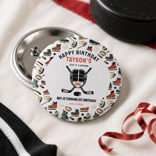 It’s Game Time Hockey 1st Birthday Party 1 Inch Round Button