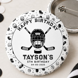 It’s Game Time Hockey 5th Birthday Party 1 Inch Round Button