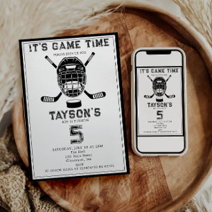 It’s Game Time Hockey 5th Birthday Party  Invitation