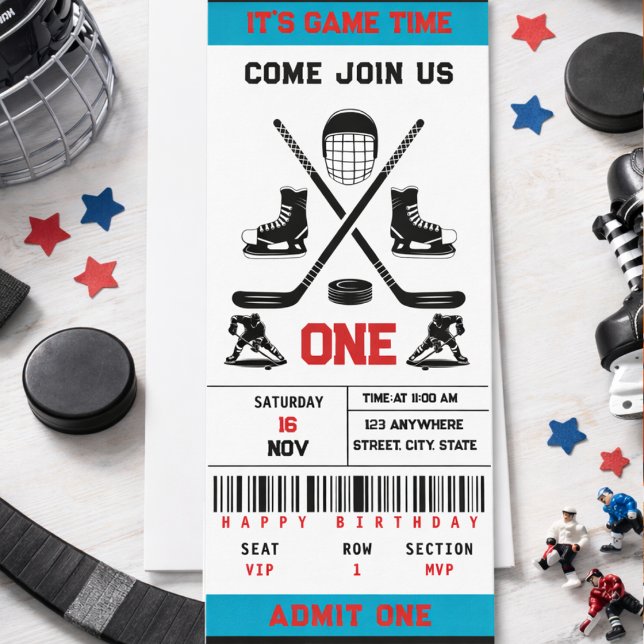  It’s Game Time Hockey Ticket 1st Birthday Party Invitation (It’s Game Time Hockey Ticket 1st Birthday Party Invitation
)