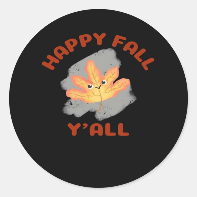 It’s Happy Fall Y’all Retro Classic Classic Round Sticker (Front)
