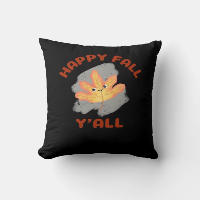 It’s Happy Fall Y’all Retro Classic Throw Pillow (Front)