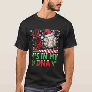 It s in My DNA Baseball Xmas Lights Santa Hat Snow T-Shirt