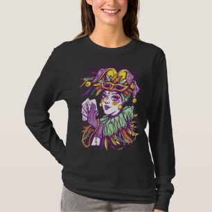 It S Mardi Gras Woman Jester Hat Parade Beads Masq T-Shirt