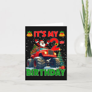 It’s My 2nd Birthday Xmas Santa Monster Truck Chri Card