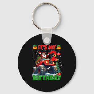 It’s My 2nd Birthday Xmas Santa Monster Truck Chri Keychain
