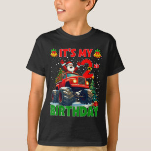 It’s My 2nd Birthday Xmas Santa Monster Truck Chri T-Shirt