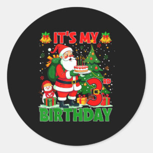 It’s My 3rd Birthday Santa Christmas Outfit 3 Year Classic Round Sticker