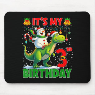 It’s My 3rd Birthday Xmas Snowman Riding Dinosaur Mouse Pad