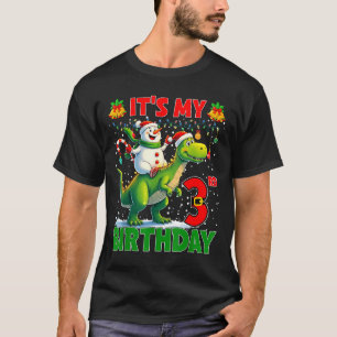 It’s My 3rd Birthday Xmas Snowman Riding Dinosaur  T-Shirt