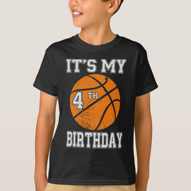 It’s My 4th Birthday Basketball Design T-Shirt (Front)