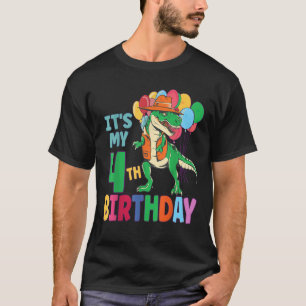 It s My 4th Birthday Dinosaur Boys Girls Kids Birt T-Shirt
