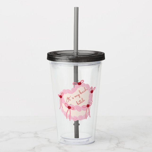 It’s My Bachelorette | Coquette Cake Bridal Party Acrylic Tumbler (Front)