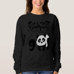 It`s My Birthday 9 Kids Party Themed Panda Birthda Sweatshirt