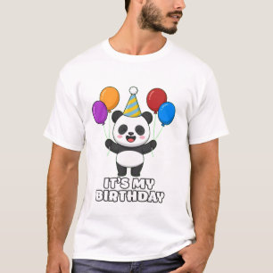 It’s My Birthday Cute Panda Balloon Art T-Shirt
