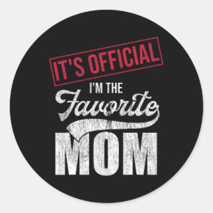 It&#; s Official I&#; m The Favourite Mom Retro Pa Classic Round Sticker