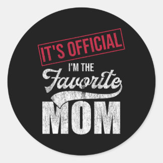 It&# s Official I&# m The Favourite Mom Retro Pa Classic Round Sticker