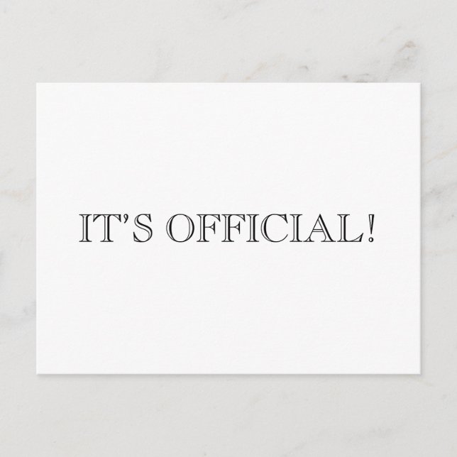It’s Official! Modern Eloped Wedding Announcement (Front)