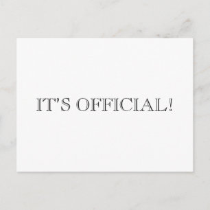 It’s Official! Modern Eloped Wedding Announcement Postcard