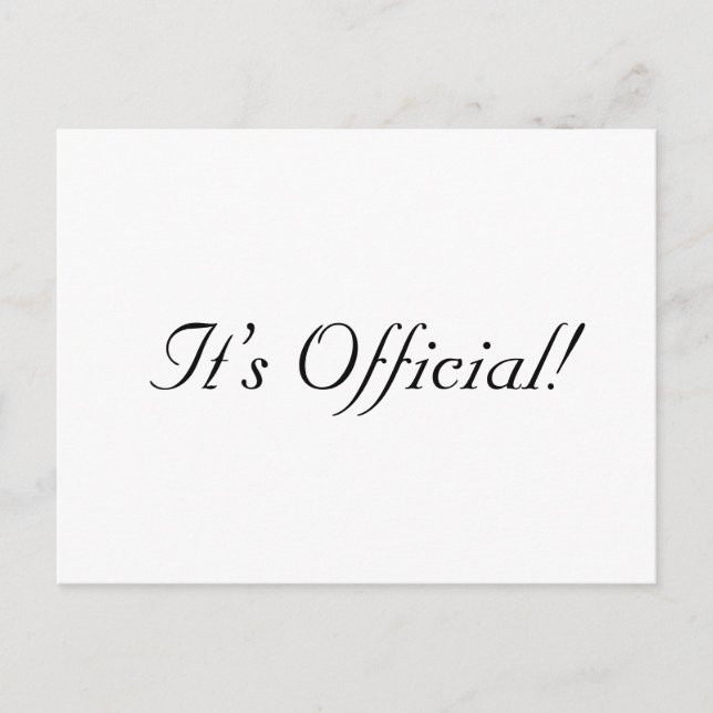 It’s Official! Rustic Simple Wedding Announcement Postcard (Front)