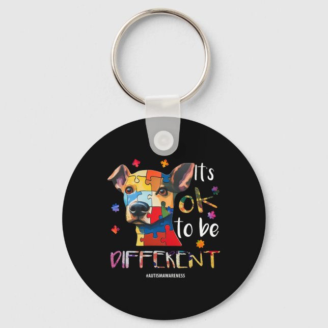 It’s Ok To Be Different - Autism Awareness Dog  Keychain (Front)