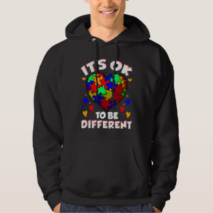 It S Ok To Be Different Autism Awareness Heart Hoodie