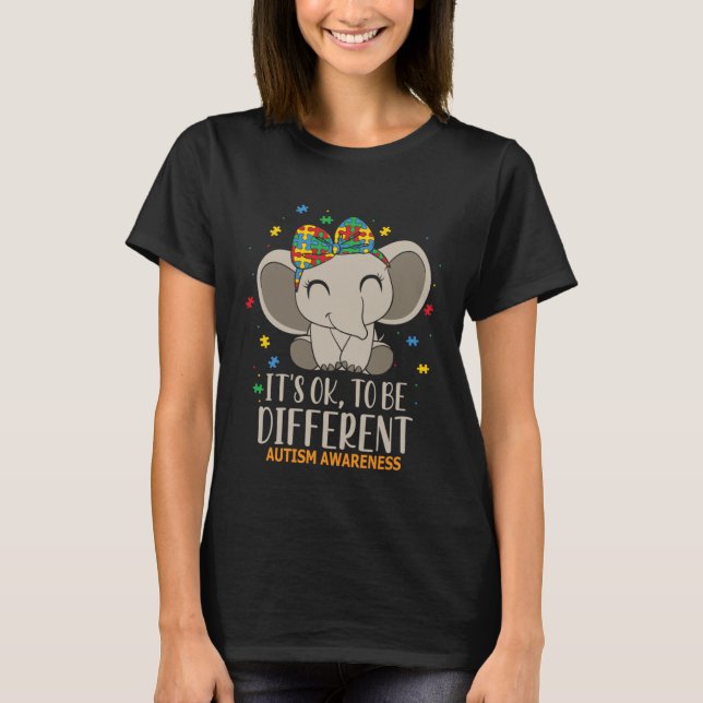 It s Ok to Be Different Autism Awareness Puzzle El T-Shirt (Front)