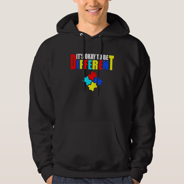 It s Okey To Be Different Autism Awareness Puzzle Hoodie (Front)