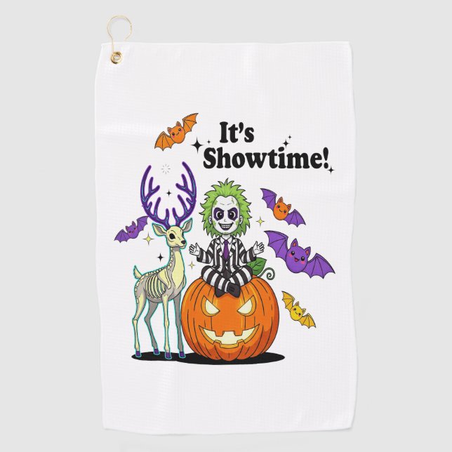 It’s Showtime Funny Halloween Golf Towel (Front)