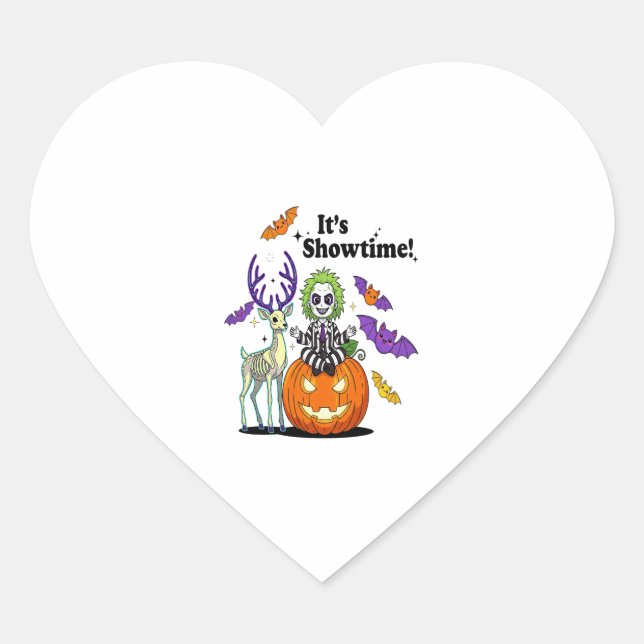 It’s Showtime Funny Halloween Heart Sticker (Front)