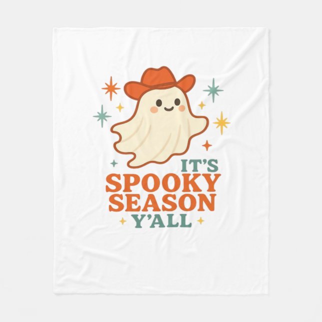 It’s Spooky Season Y’all Cowboy Boo Fleece Blanket (Front)
