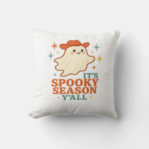 It’s Spooky Season Y’all Cowboy Boo Throw Pillow