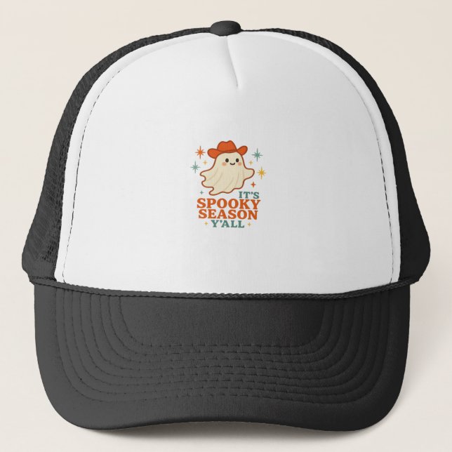 It’s Spooky Season Y’all Cowboy Boo Trucker Hat (Front)