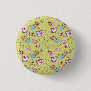 It’s Springtime Book Lovers Colourful Doodles 1 Inch Round Button