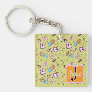 It’s Springtime Book Lovers Colourful Doodles Name Keychain