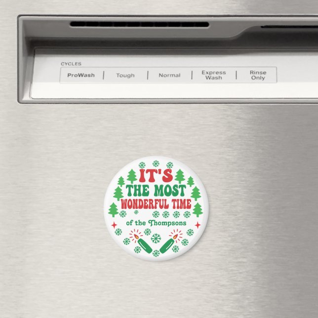It’s the Most Wonderful Time Personalized Holiday Magnet (In Situ (Dishwasher))