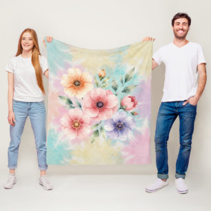 It’s Time To Bloom Tie Dye Florals Fleece Blanket