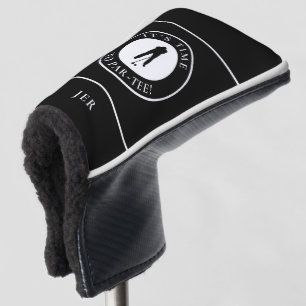 It’s Time to Par-Tee Black & White Monogram Golfer Golf Head Cover