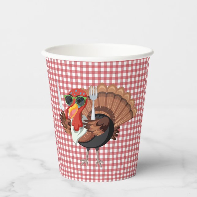 It’s Turkey Time with Red Chequered Back  Paper Cups (Front)