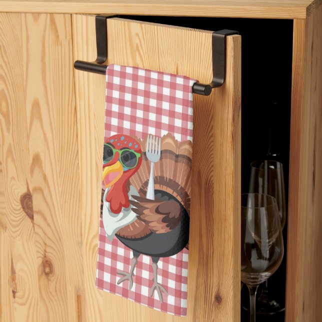 It’s Turkey Time with Red Chequered Kitchen Towel  (Thirds Fold)