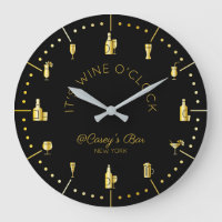It’s Wine O’Clock Elegant Gold Black Monogram
