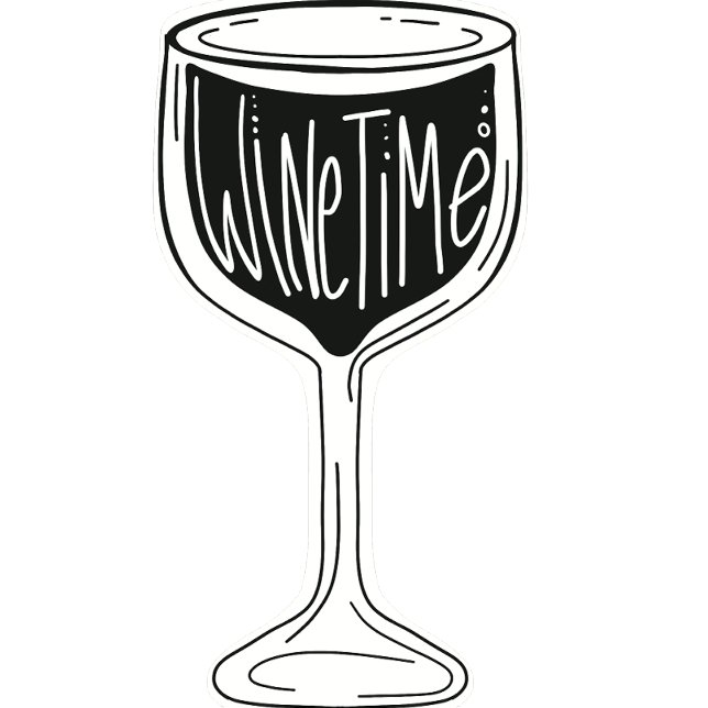 It’s Wine Time black and white wine glass sticker (Creator Uploaded)