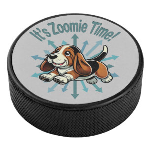 It’s Zoomie Time Basset Hound Hockey Puck