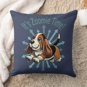 It’s Zoomie Time Basset Hound Throw Pillow