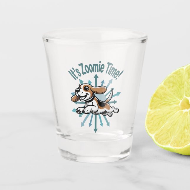 It’s Zoomie Time Beagle Shot Glass (Front)
