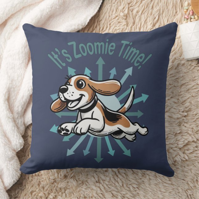 It’s Zoomie Time Beagle Throw Pillow (Blanket)