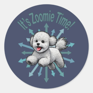 It’s Zoomie Time Bichon Frise Classic Round Sticker